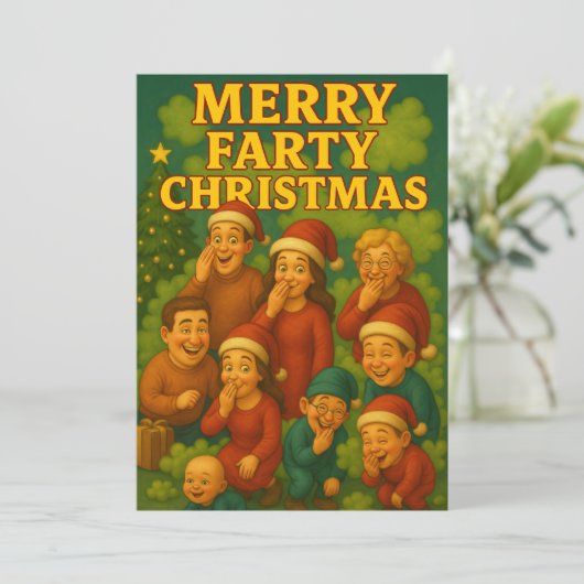 Merry Farty Christmas Funny Family Feestdagenkaart (Staand voorkant)