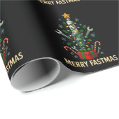 Merry Fastmas Spark Plug Christmas Tree Mechanic  Cadeaupapier (Rol Hoek)