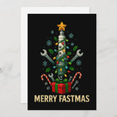 Merry Fastmas Spark Plug Christmas Tree Mechanic Feestdagenkaart (Voorkant / Achterkant)