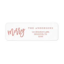 Merry Faux Roos Gold Foil | Vakantie Adresetikette Etiket