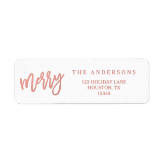 Merry Faux Roos Gold Foil | Vakantie Adresetikette Etiket