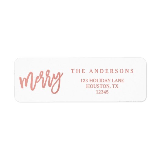Merry Faux Roos Gold Foil | Vakantie Adresetikette Etiket (Voorkant)