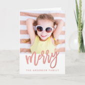 Merry Faux Roos Gold Foil | Vakantieknopkaart Feestdagen Kaart (Voorkant)