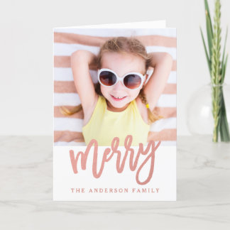 Merry Faux Roos Gold Foil | Vakantieknopkaart Feestdagen Kaart