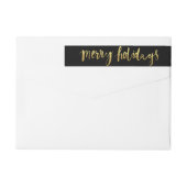 Merry Feestdagen Elegant Gold Script Custom Black (Achterkant)