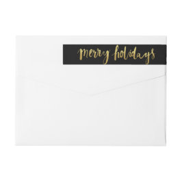 Merry Feestdagen Elegant Gold Script Custom Black