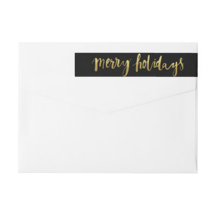 Merry Feestdagen Elegant Gold Script Custom Black