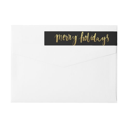 Merry Feestdagen Elegant Gold Script Custom Black (Achterkant)