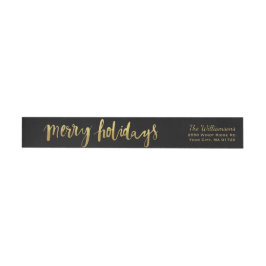 Merry Feestdagen Elegant Gold Script Custom Black