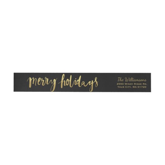 Merry Feestdagen Elegant Gold Script Custom Black (Individueel)