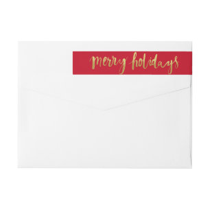 Merry Feestdagen Elegant Gold Script Custom Red