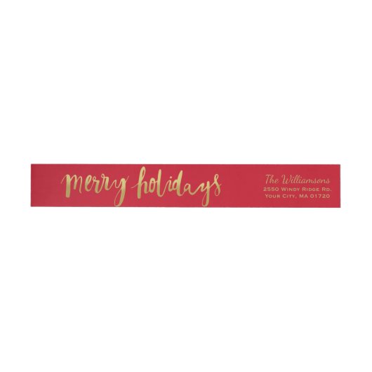 Merry Feestdagen Elegant Gold Script Custom Red (Individueel)