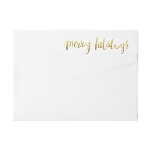 Merry Feestdagen Elegant Gold Script Custom White (Achterkant)