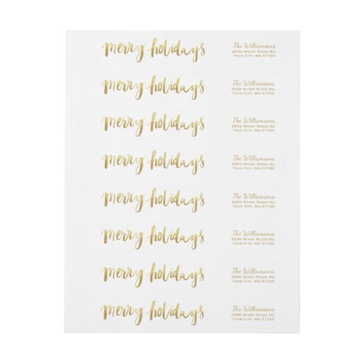 Merry Feestdagen Elegant Gold Script Custom White (Vel)