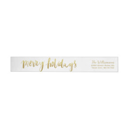 Merry Feestdagen Elegant Gold Script Custom White