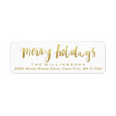 Merry Feestdagen Elegant Gold Script Custom Wit Etiket (Voorkant)