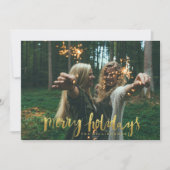 Merry Feestdagen Elegant Goud Script Foto Feestdagenkaart (Voorkant)