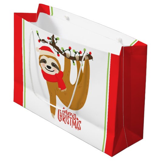 Merry-Feestdagen met kerstcadeaus Groot Cadeauzakje (Voorkant Gekanteld)