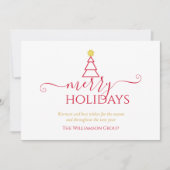 Merry Feestdagen Simple Tree CorporateBusiness Log Feestdagenkaart (Voorkant)