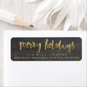 Merry Feestdagen Trendy Gouden Script Chalkboard Etiket (Insitu)
