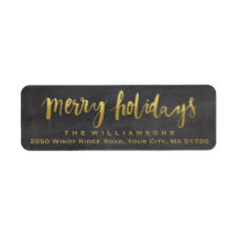 Merry Feestdagen Trendy Gouden Script Chalkboard
