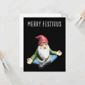 Merry Festivus Gnome-kerstkaart Kaart (Voorkant / Achterkant in situ)
