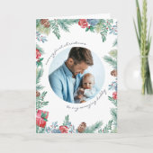Merry First Kerstpine Cones Baby Foto Feestdagen Kaart (Voorkant)