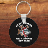 Merry Fishmas and a Crappie Nieuwjaar Gevist woord Sleutelhanger (Voorkant)