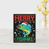 Merry Fishmas B Fish Fishing Christmas  Kaart (Gele Bloem)