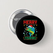Merry Fishmas B Fish Fishing Christmas  Ronde Button 5,7 Cm (Voorkant /achterkant)