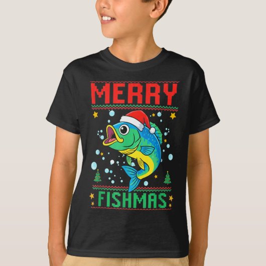 Merry Fishmas B Fish Fishing Christmas T-shirt (Voorkant)