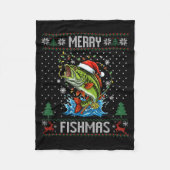 Merry Fishmas B Fish Fishing Christmas Ugly Sweate Fleece Deken (Voorkant)