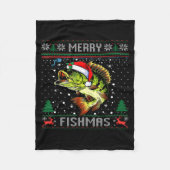 Merry Fishmas B Fish Fishing Christmas Ugly Sweate Fleece Deken (Voorkant)