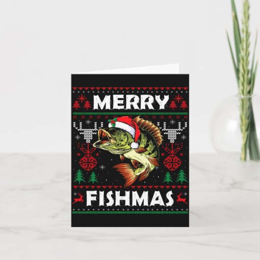 Merry Fishmas B Fish Fishing Christmas Ugly Sweate Kaart (Voorkant)