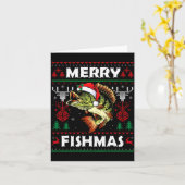 Merry Fishmas B Fish Fishing Christmas Ugly Sweate Kaart (Gele Bloem)