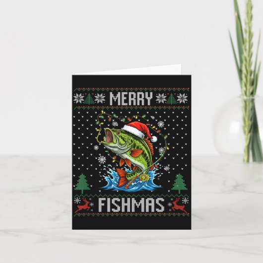 Merry Fishmas B Fish Fishing Christmas Ugly Sweate Kaart (Voorkant)