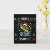 Merry Fishmas B Fish Fishing Christmas Ugly Sweate Kaart (Gele Bloem)
