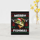 Merry Fishmas B Fish Fishing Christmas Ugly Sweate Kaart (Gele Bloem)