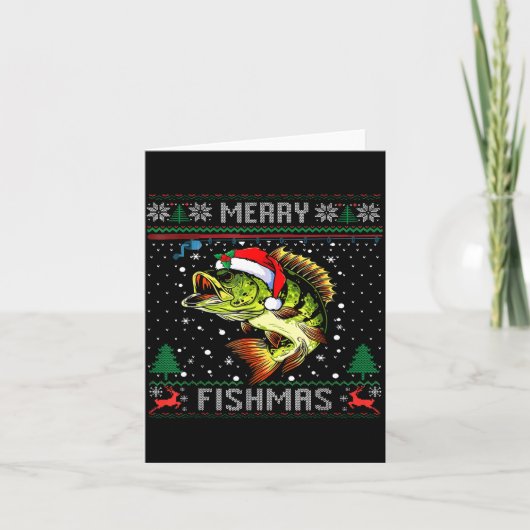 Merry Fishmas B Fish Fishing Christmas Ugly Sweate Kaart (Voorkant)