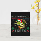 Merry Fishmas B Fish Fishing Christmas Ugly Sweate Kaart (Gele Bloem)