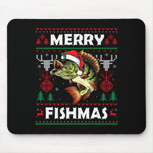 Merry Fishmas B Fish Fishing Christmas Ugly Sweate Muismat (Voorkant)