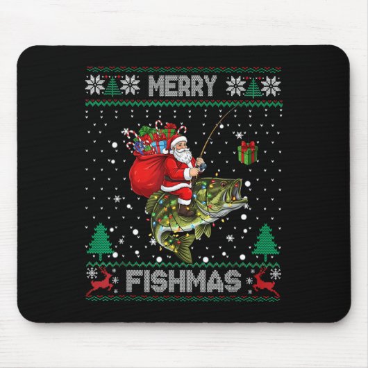 Merry Fishmas B Fish Fishing Christmas Ugly Sweate Muismat (Voorkant)