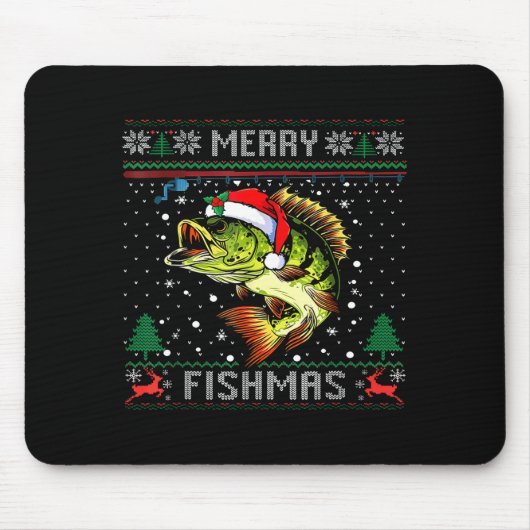 Merry Fishmas B Fish Fishing Christmas Ugly Sweate Muismat (Voorkant)