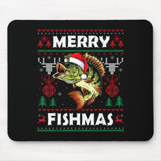 Merry Fishmas B Fish Fishing Christmas Ugly Sweate Muismat (Voorkant)