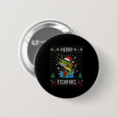 Merry Fishmas B Fish Fishing Christmas Ugly Sweate Ronde Button 5,7 Cm (Voorkant /achterkant)