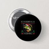 Merry Fishmas B Fish Fishing Christmas Ugly Sweate Ronde Button 5,7 Cm (Voorkant /achterkant)