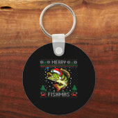 Merry Fishmas B Fish Fishing Christmas Ugly Sweate Sleutelhanger (Voorkant)