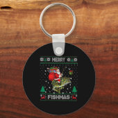 Merry Fishmas B Fish Fishing Christmas Ugly Sweate Sleutelhanger (Voorkant)