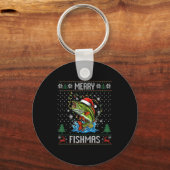 Merry Fishmas B Fish Fishing Christmas Ugly Sweate Sleutelhanger (Voorkant)