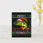 Merry Fishmas B Fish Fishing Christmas Ugly Xmas  Kaart (Gele Bloem)